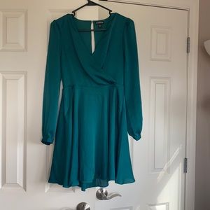 Emerald green long sleeves dress